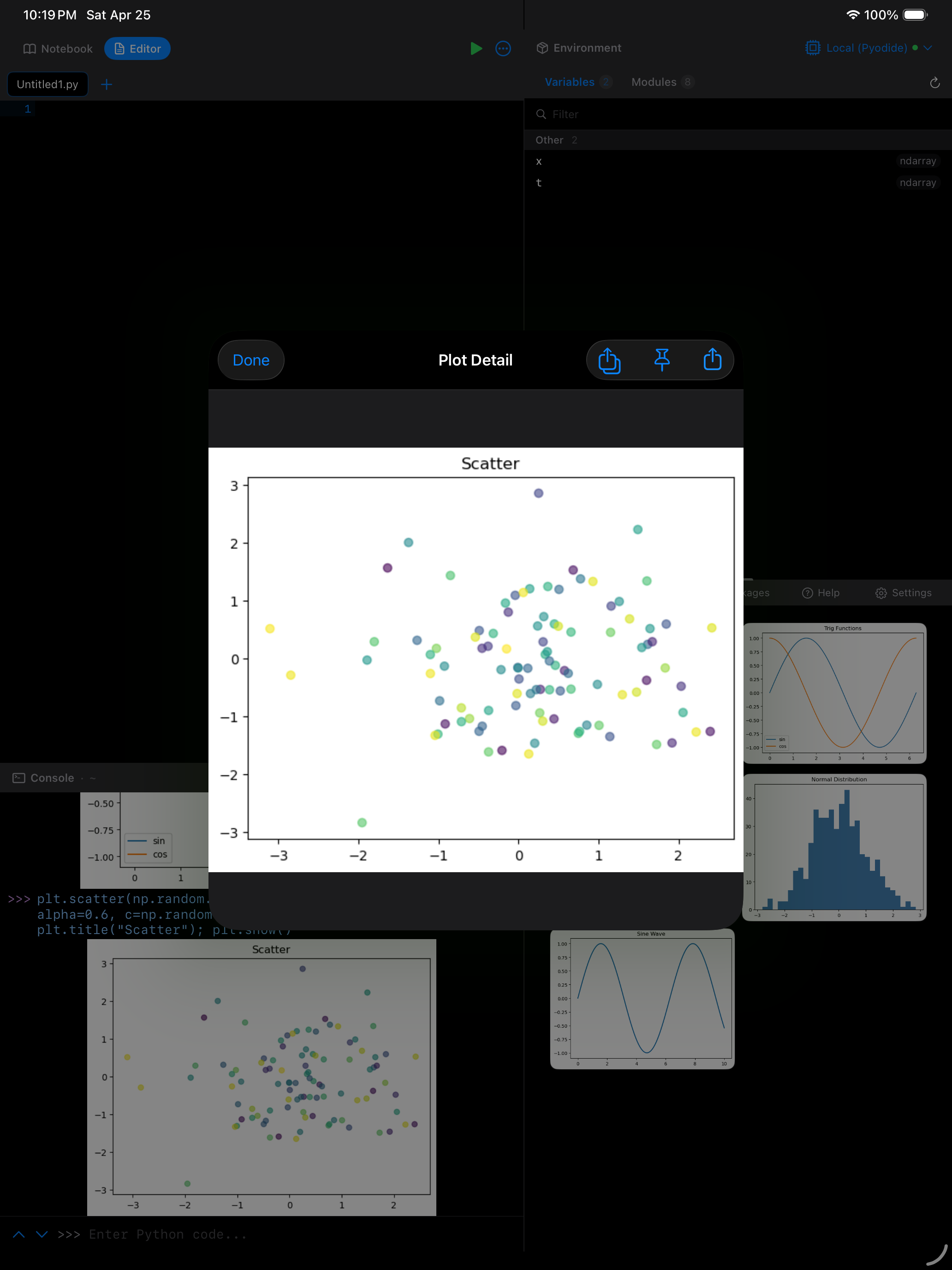Static matplotlib plot detail view on iPad