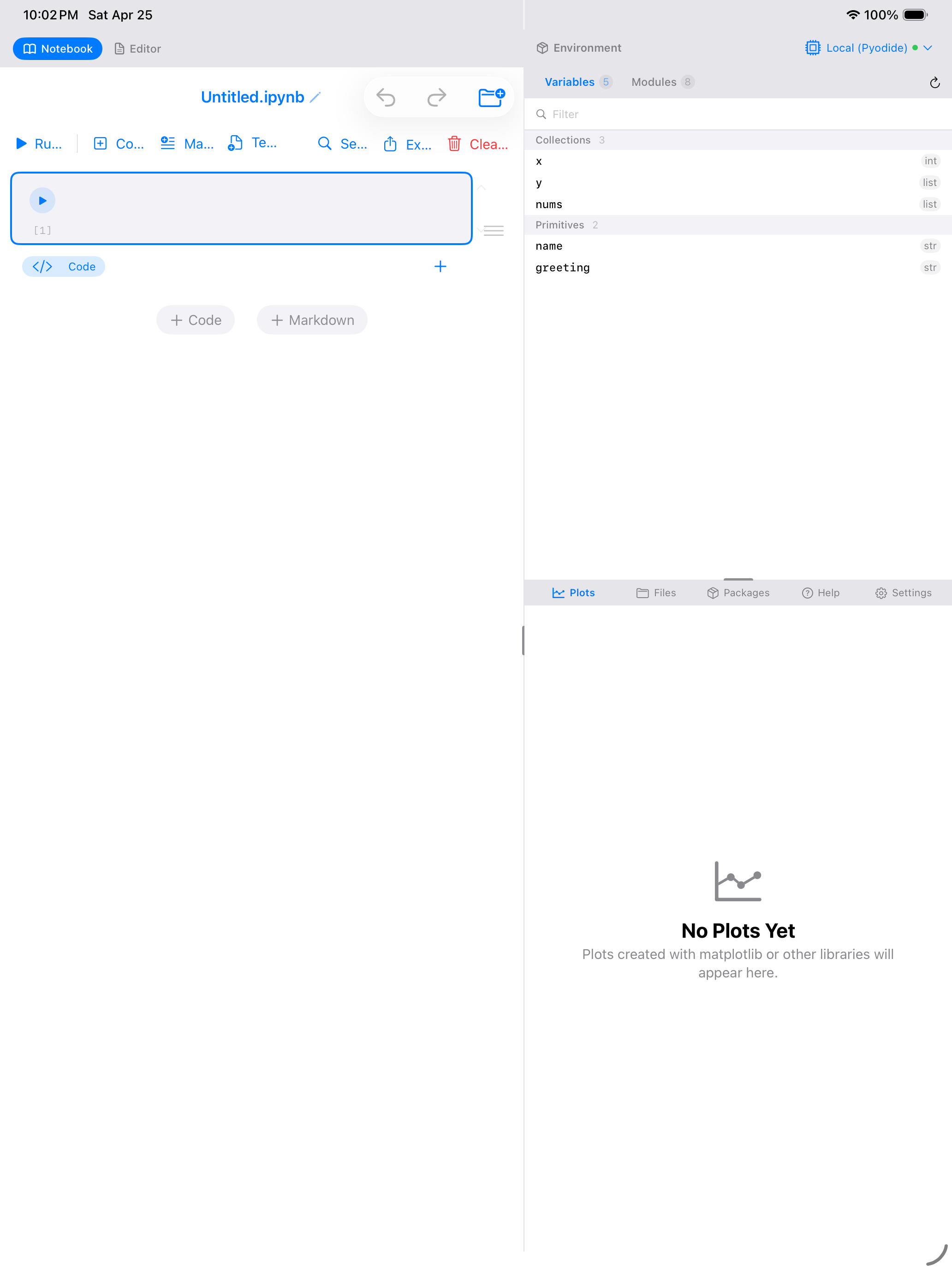 Notebook running code on a remote kernel on iPad