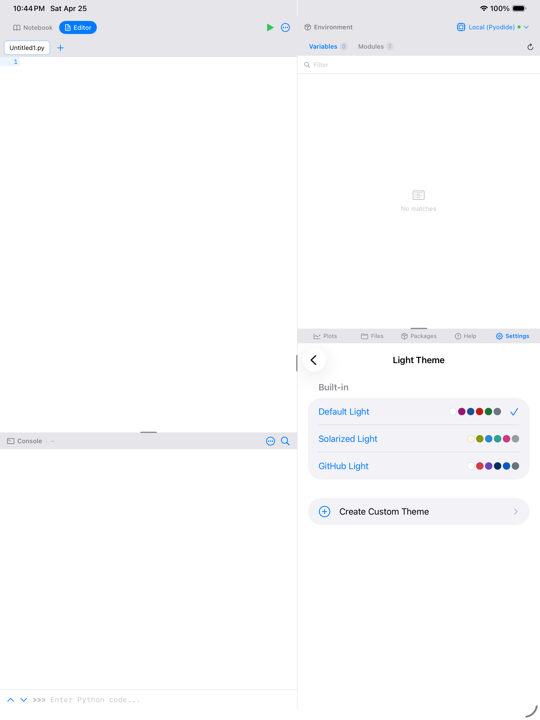 Light theme picker on iPad