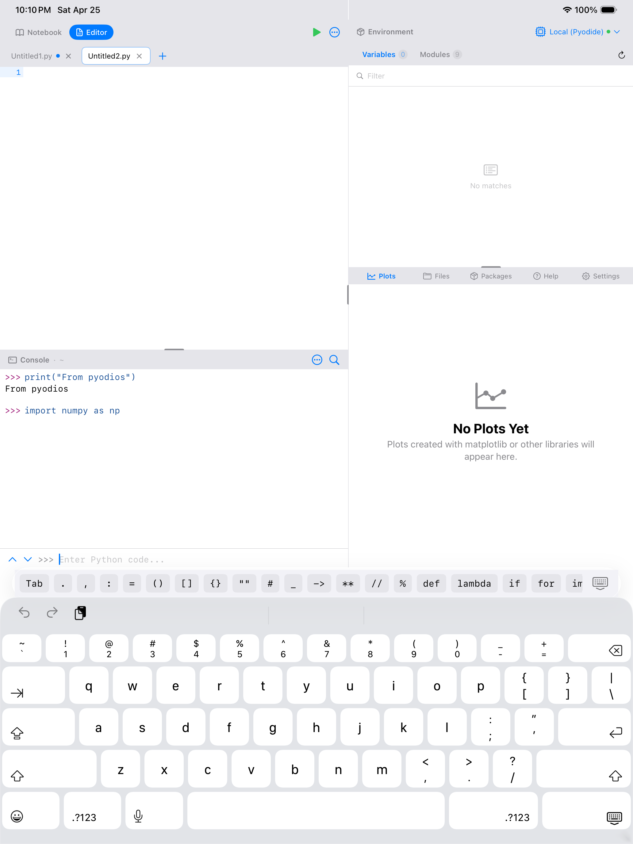Editor on iPad showing the source file that the Code Outline will summarise