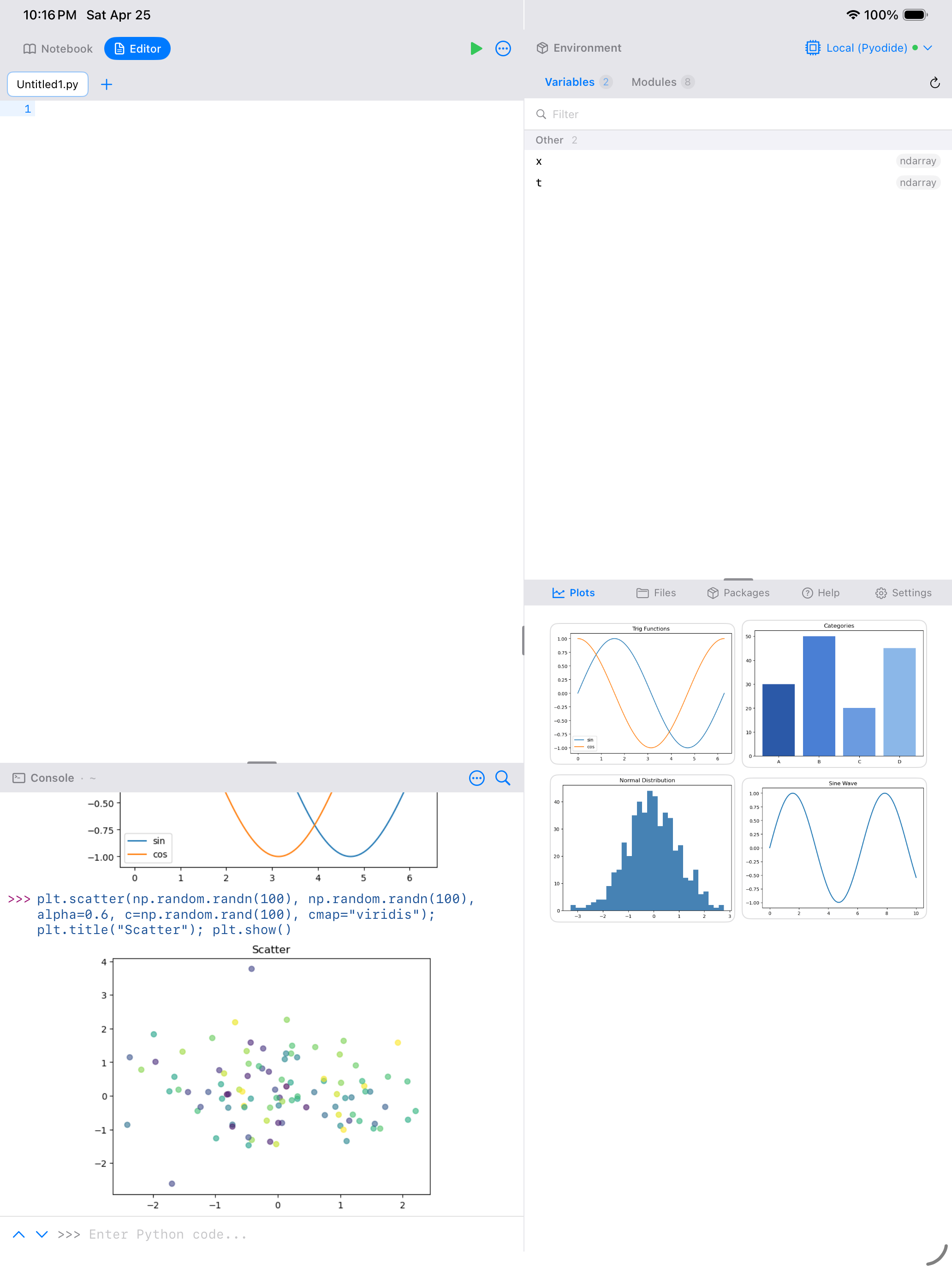 Plot gallery with plots on iPad