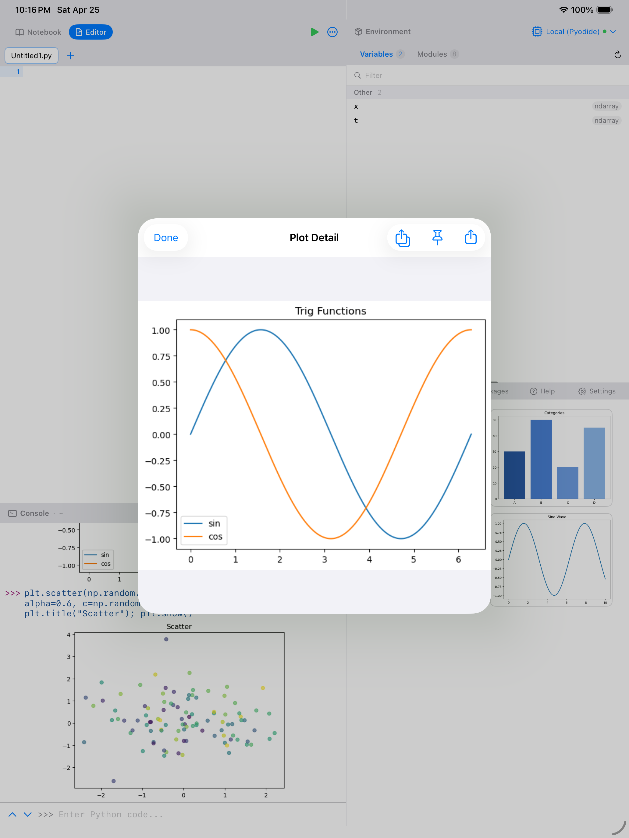 Static matplotlib plot detail view on iPad