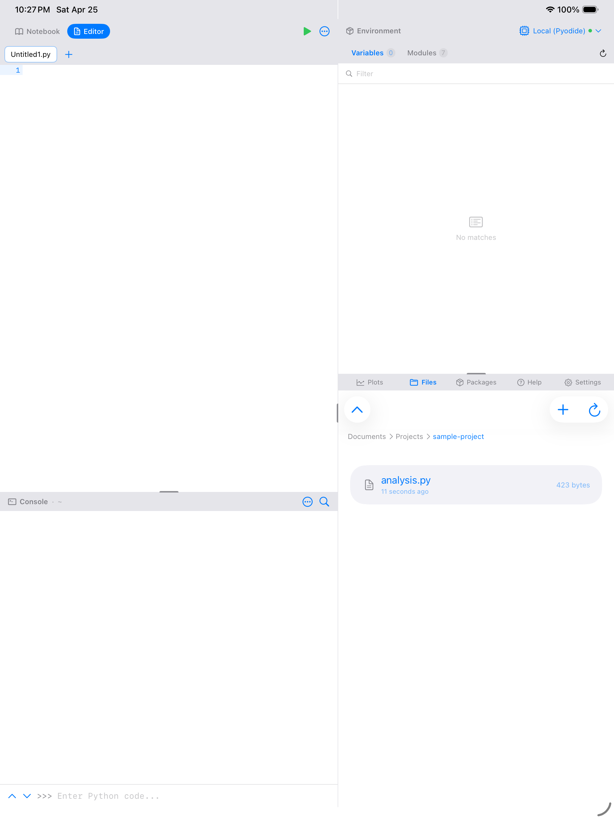 File search filtering results on iPad