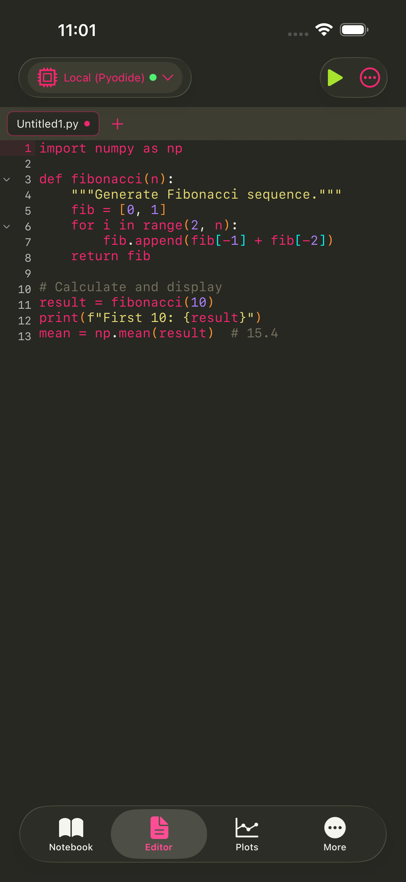 Monokai theme applied to the editor
