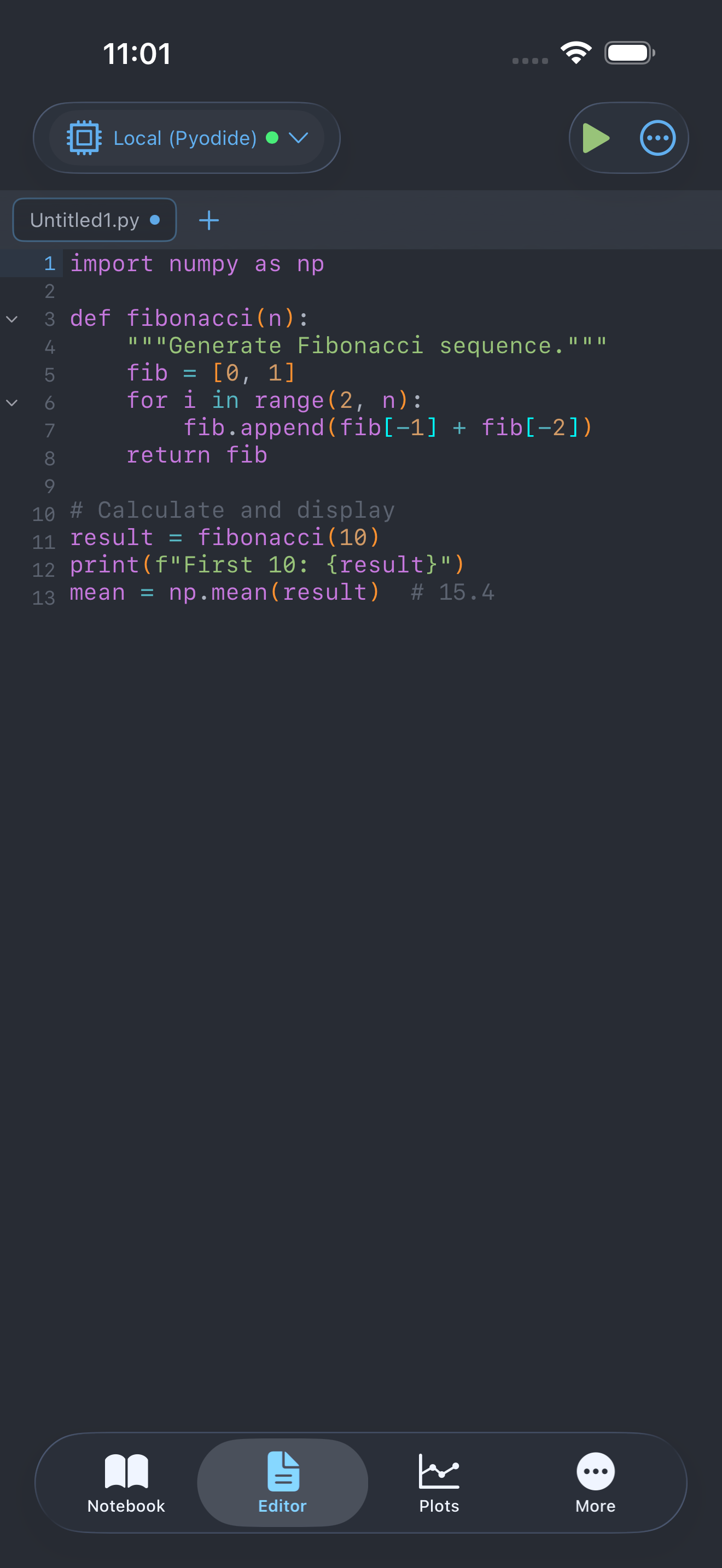 One Dark theme applied to the editor