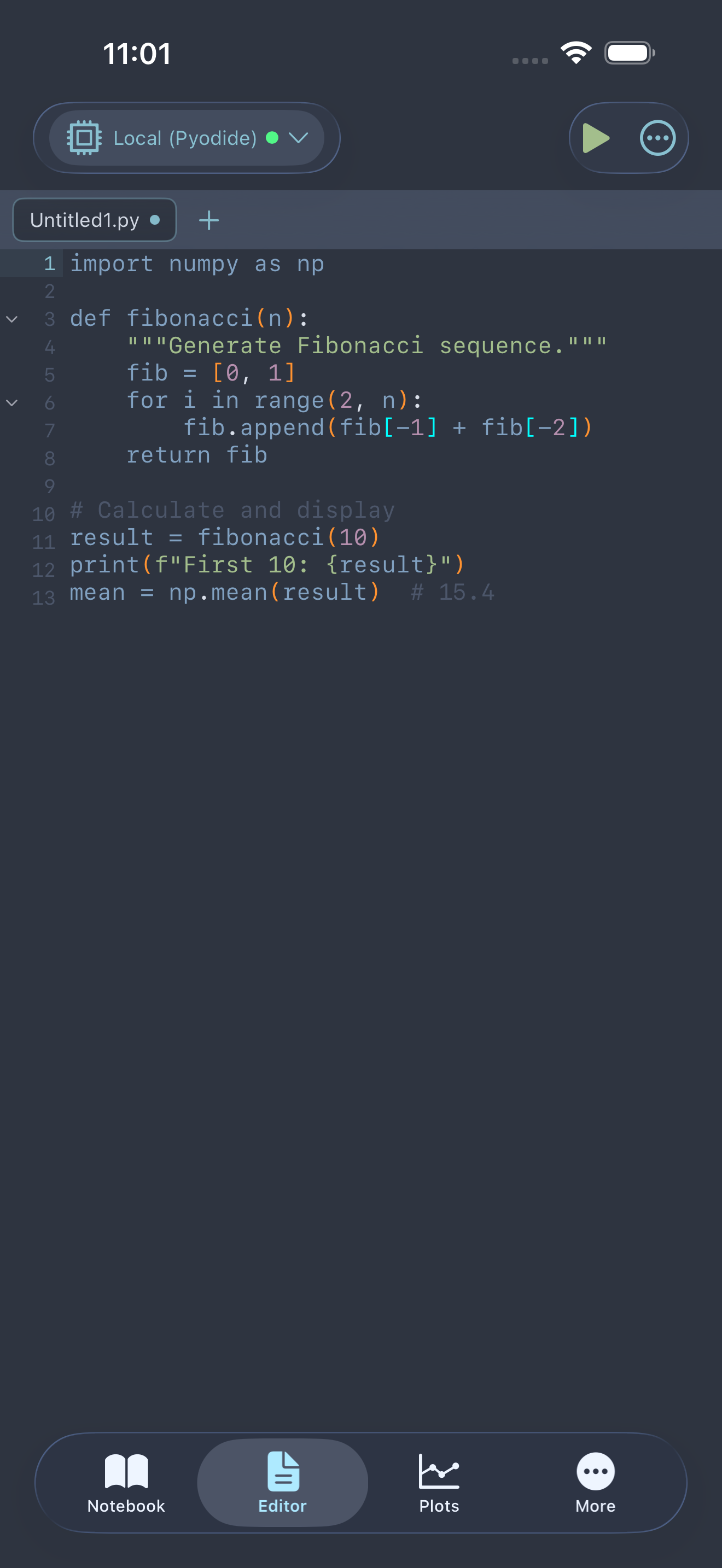 Nord theme applied to the editor