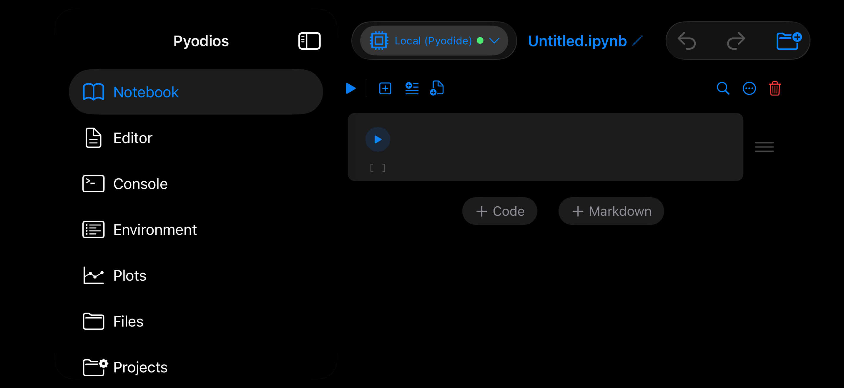 iPhone held in landscape showing the sidebar layout in dark mode