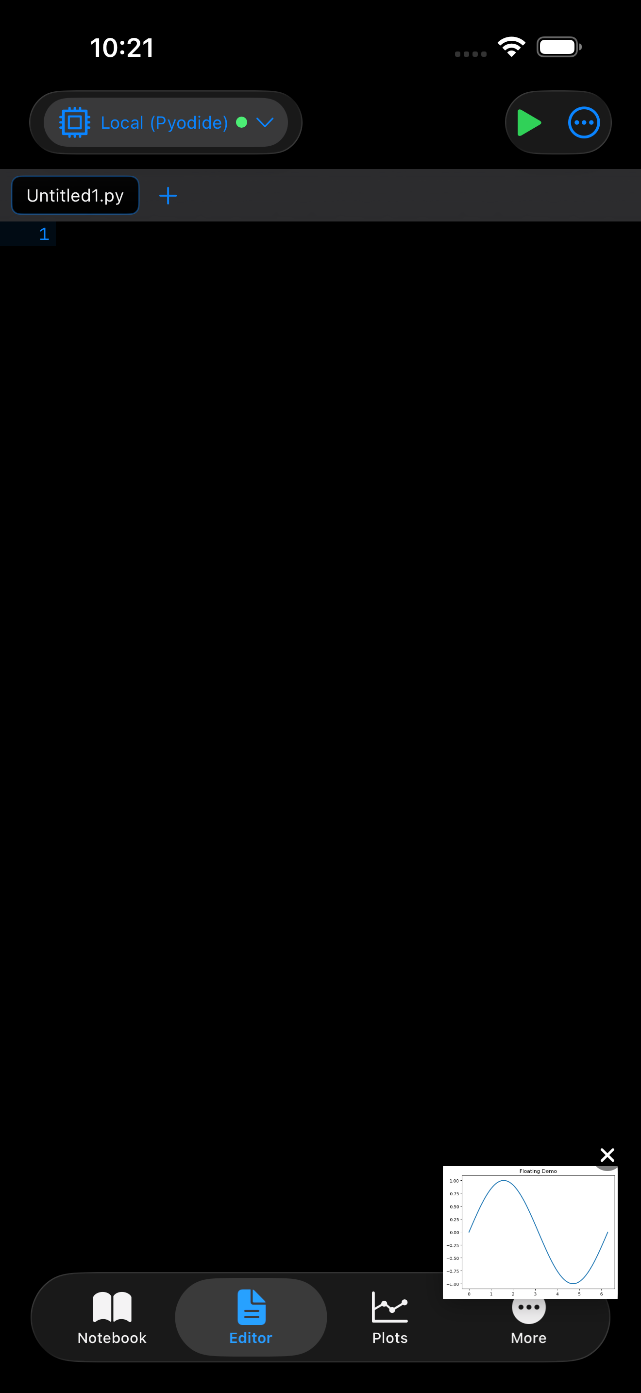 Floating plot overlay thumbnail on iPhone