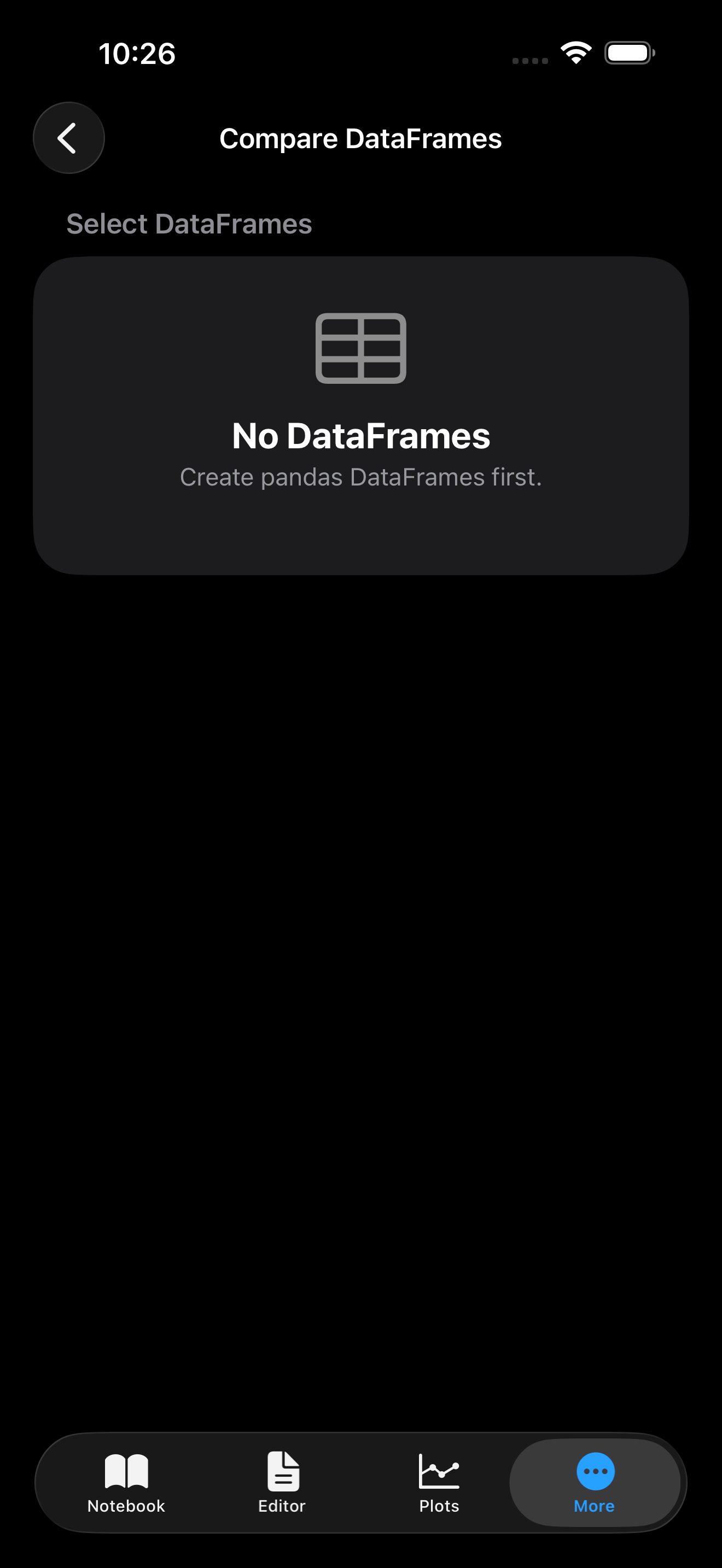 Variable diff view on iPhone in dark mode