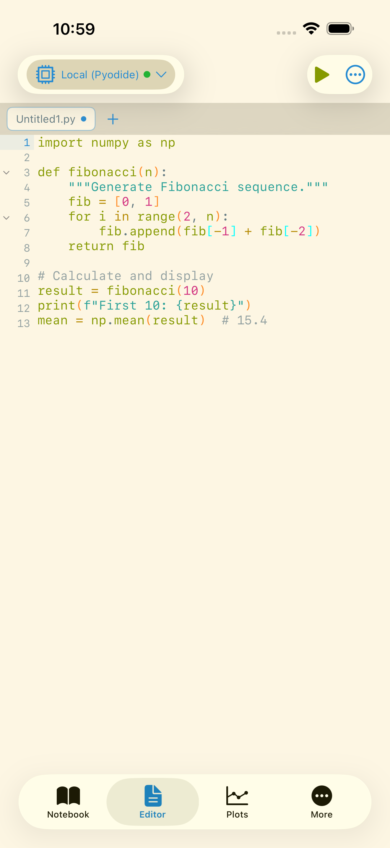 Solarized Light theme applied to the editor