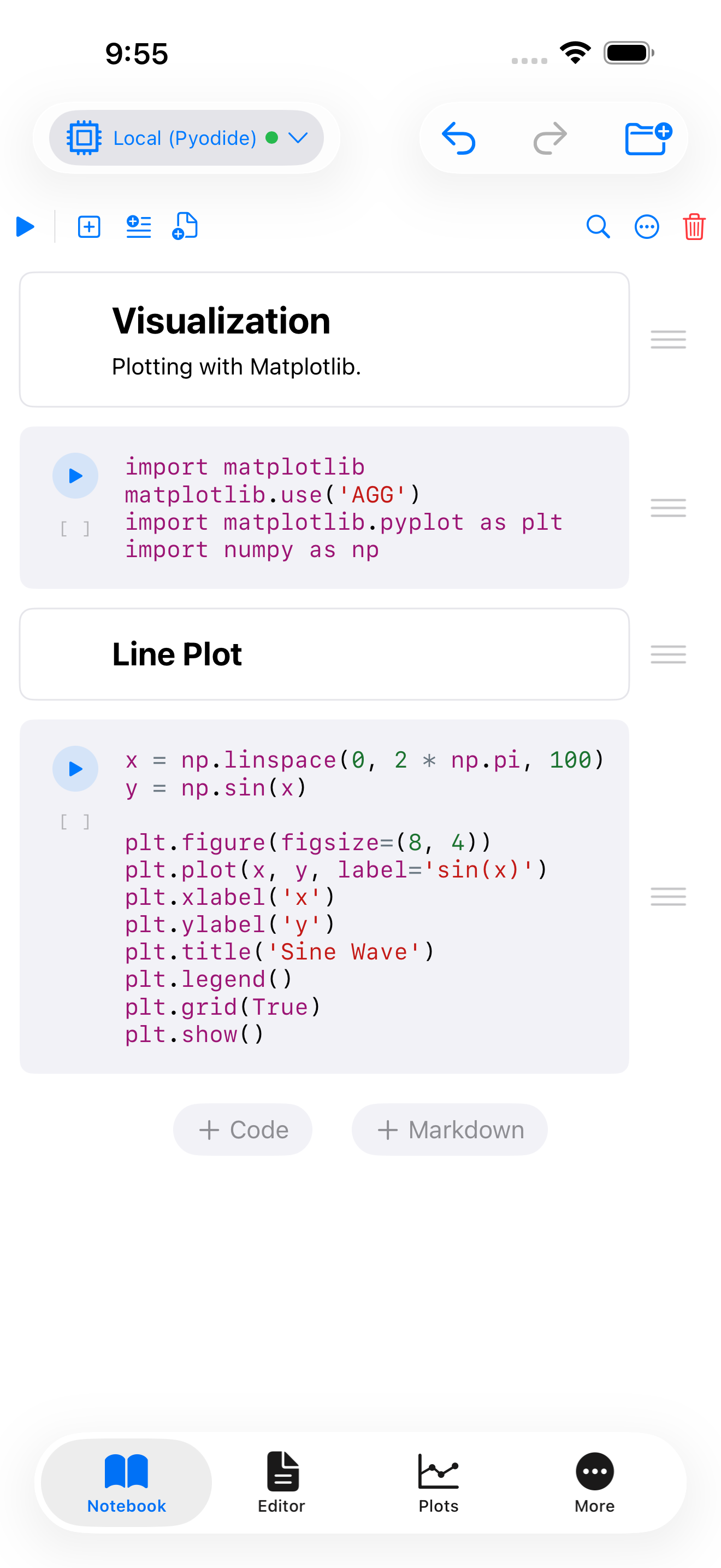 Visualization template: matplotlib set up and a sine wave