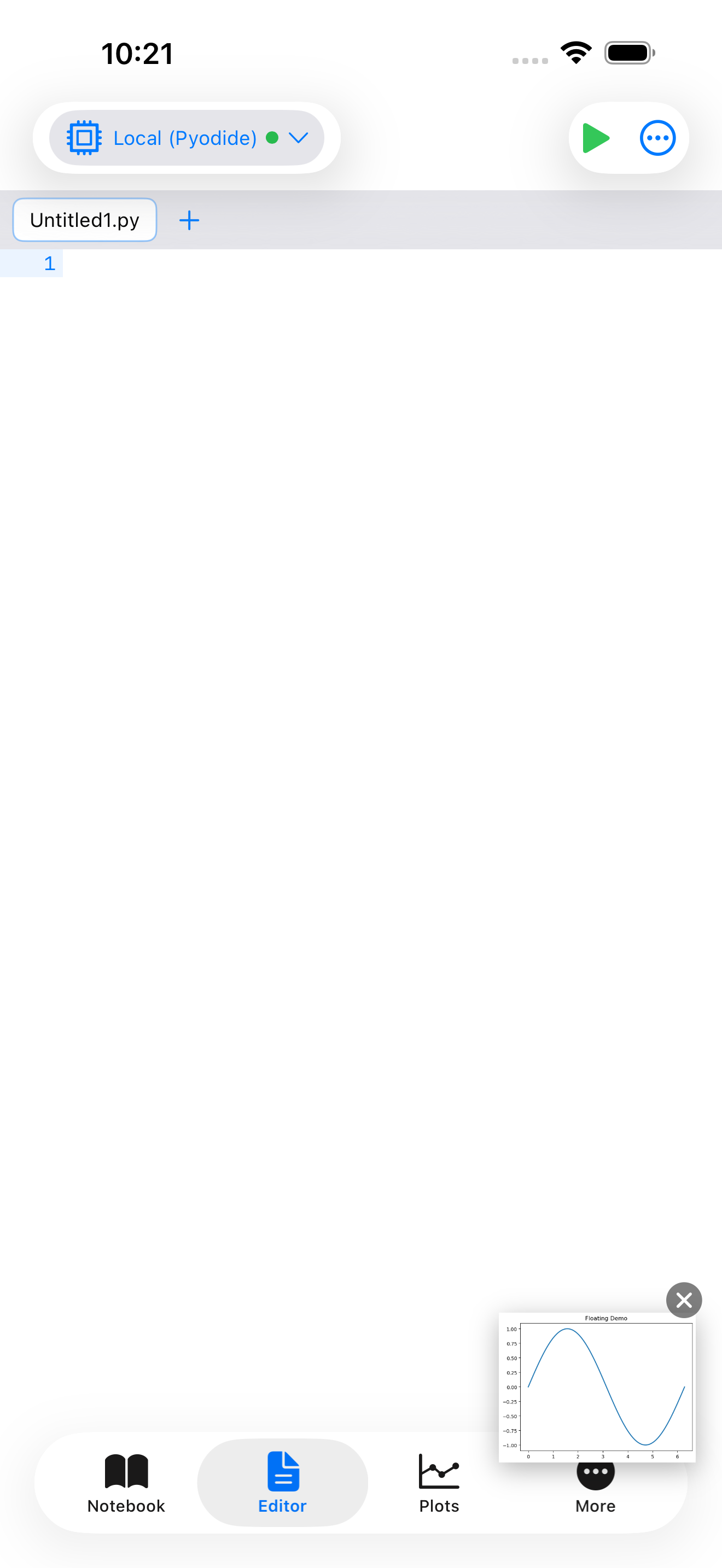 Floating plot overlay thumbnail on iPhone